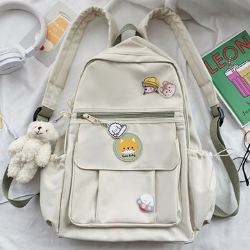 Kylethomasw  College Book Lady Badge Backpack Kawaii Fashion Girl School Bag Trendy Women Cute Backpack Nylon Female Harajuku Bag Student New